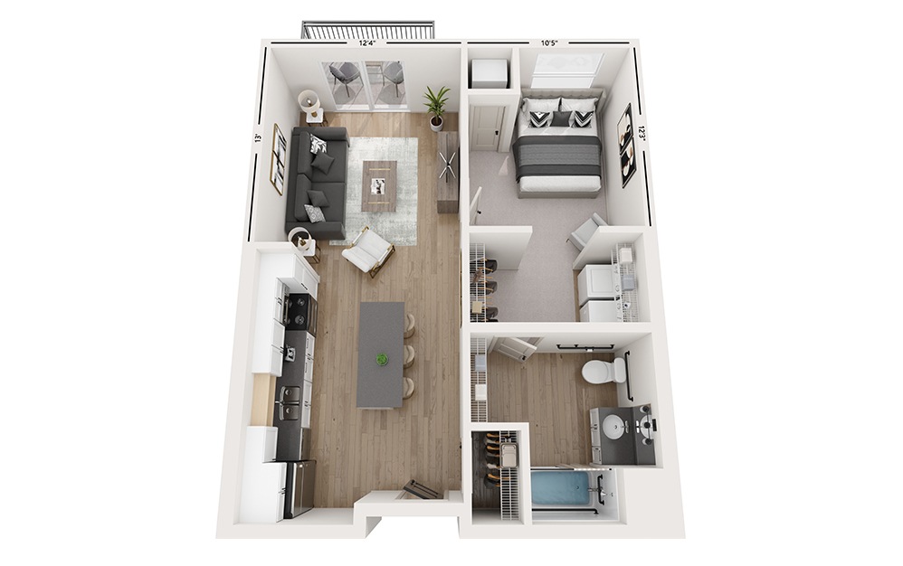 Banks - 1 bedroom floorplan layout with 1 bathroom and 706 square feet Banks - 1 bedroom floorplan layout with 1 bathroom and 706 square feet